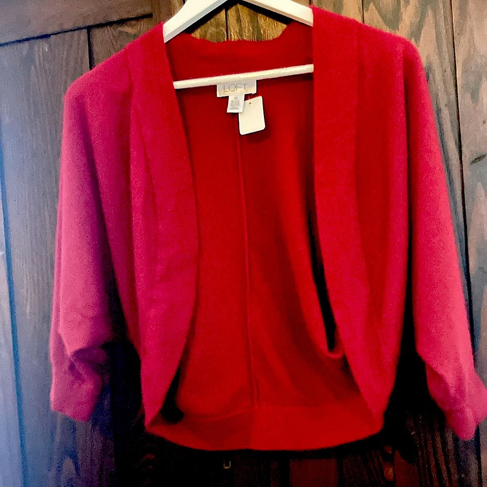 Ann Taylor Loft Cropped Dolman Sleeve Shrug Cardi